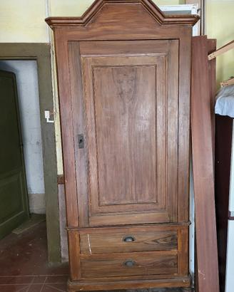 ARMADIO IN LEGNO,UN'ANTA,cm 90 X 213 x 45;2 casset