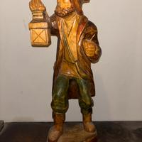 Scultura legno Val gardena Guardiano Notturno