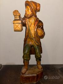 Scultura legno Val gardena Guardiano Notturno