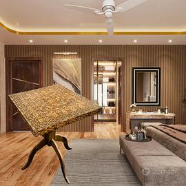 Tavolo d'epoca unico originale intarsiato