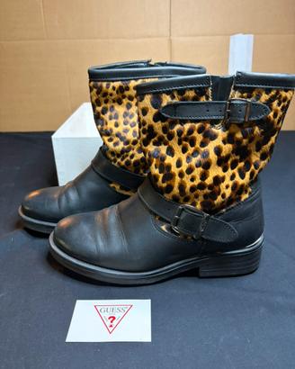 Stivaletti GUESS-pelle e cavallino leopardato n 38
