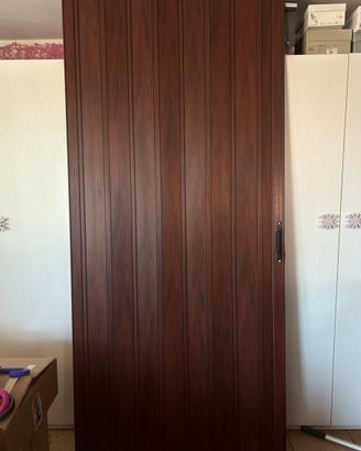 porta a soffietto effetto legno color noce