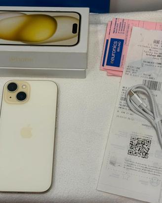 Apple Iphone 15 128 Gb Giallo completo + Scontrino