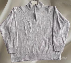 Maglione beige con zip mezzo collo – stile casual