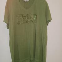 maglietta con perline cotone verde militare 