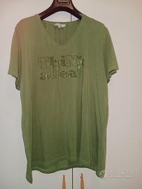 maglietta con perline cotone verde militare 