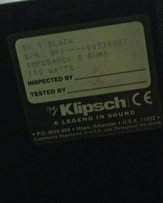 Casse Klipsch in ribasso, prove, ritiro a Bologna.