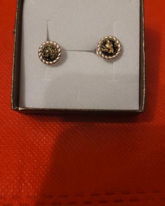 Orecchini in argento con ambra verde 