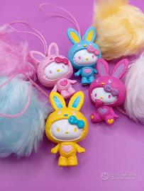 Set n.4 Hello Kitty coniglietto con pon pon