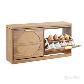 Panca Portascarpe 4 Scomparti Ante per Corridoio