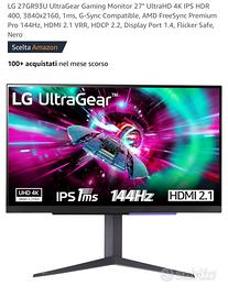 Monitor lg 27 gr93u gaming monitor 1ms 144 hz(ps5)