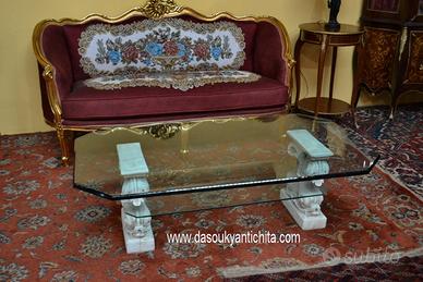 Tavolino da salotto anni 70 pietra e cristallo