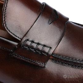 mocassino uomo tg. 40 in vera pelle patinato marro