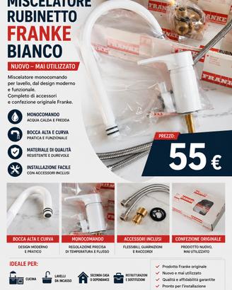 Miscelatore  rubinetto Franke bianco per lavello-N