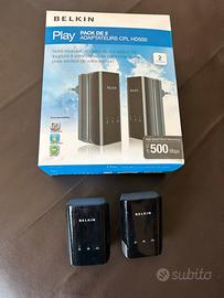 Kit 2 Adattatori Powerline Belkin Play HD500 Mbps