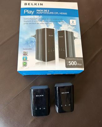 Kit 2 Adattatori Powerline Belkin Play HD500 Mbps