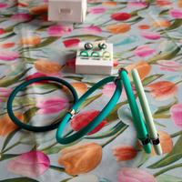 bracciale ed orecchini hip hop verdi