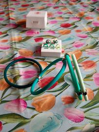 bracciale ed orecchini hip hop verdi