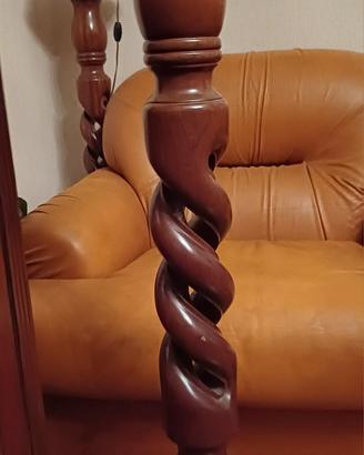Coppia di colonne porta lampada in legno h.99