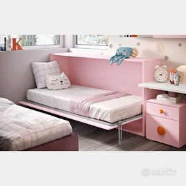 Letto a scomparsa singolo orizzontale ROSA ANTICO