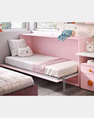 Letto a scomparsa singolo orizzontale ROSA ANTICO