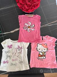 Set magliette bambina 1/2 anni rosa bianche Guru