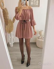 Vestito rosa cipria effetto velluto