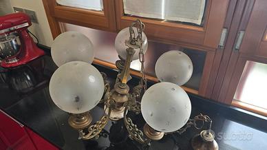 Lampadario a sei palle in in vetro