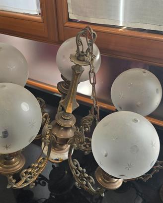 Lampadario a sei palle in in vetro
