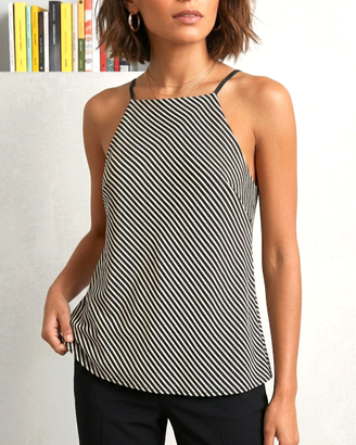 Top a righe diagonali bianco e nero taglia XS