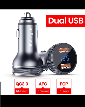 Caricabatterie da Auto due porte usb 36 Watt