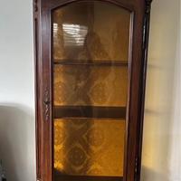 Vetrina antica a ripiani regolabili con cassetto