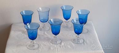 Servizio da 6 bicchieri vintage blu