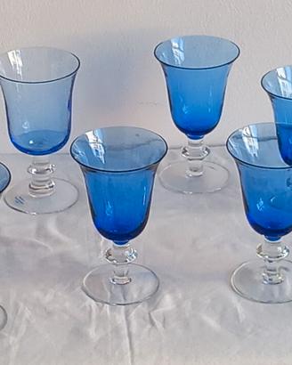Servizio da 6 bicchieri vintage blu