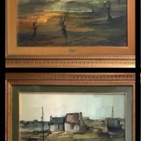 2 Dipinti Francia Bria PAESAGGI MARINA Realismo