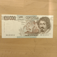 Banconota 100000 lire caravaggio