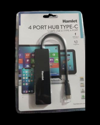 20 PZ Hub USB C 3.1 Hamlet 4 porte NUOVI