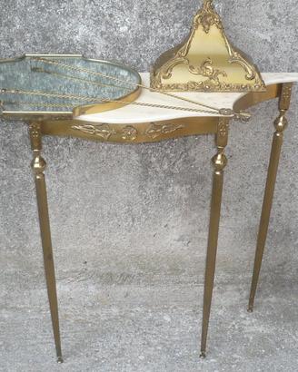 Tavolino da ingresso con specchio e piano in marmo