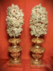 COPPIA DI PORTAPALME  CON PALME ORNAMENTALI 1800