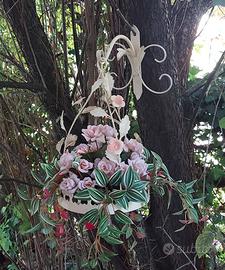 Supporto per fiori in metallo da parete vintage