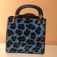 Borsa Vintage pelle e cavallino maculato blu