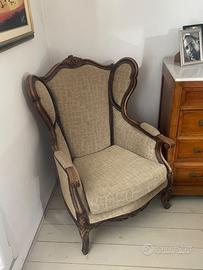 Poltrona stile Luigi Filippo con stoffa veneziana