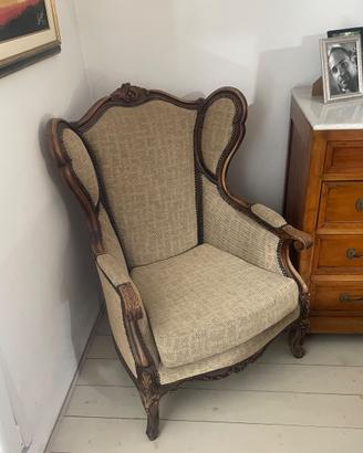 Poltrona stile Luigi Filippo con stoffa veneziana