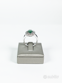 Anello fiore smeraldo e diamanti