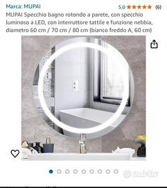 Specchio rotondo led touch