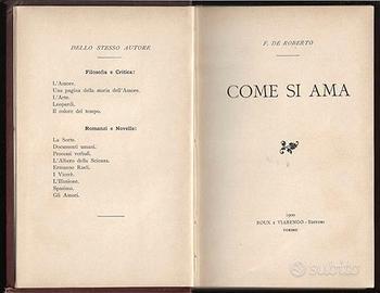 Federico De Roberto - Come si ama, 1900.