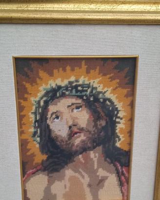 Quadro Gesù su tela ricamata