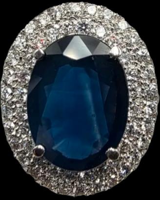 ANELLO ORO DIAMANTI E ZAFFIRO