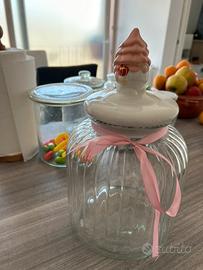 Grande barattolo in vetro e ceramica nuovo