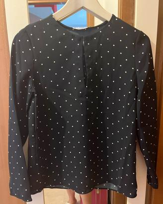 Elegante blusa pois blu e bianchi MANGO